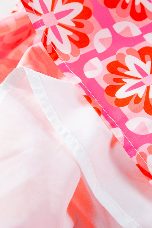 Floral Print Frilly Neck Sleeveless Tiered Maxi Dress